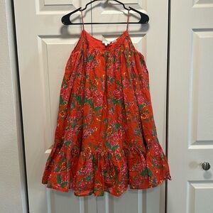 Rhode Resort Red Floral Sleeveless Nala Flare Hem Lined Mini Dress Size Small